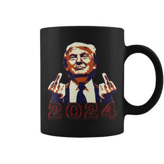 Trump Giving Finger 2024 Flipping Off Coffee Mug | Mazezy