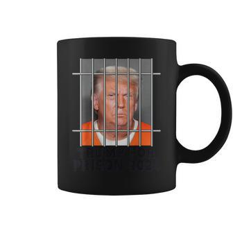 Trump Not Guilty Hot Orange Jumpsuit Parody Behind Bars Coffee Mug - Seseable