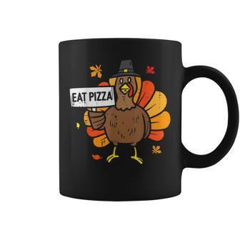 Turkey Eat Pizza Thanksgiving Party Kid Coffee Mug - Seseable