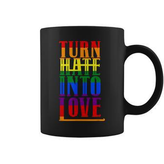 Turn Hate Into Love Lgbt Flag Pride Month Transgender Coffee Mug - Thegiftio UK