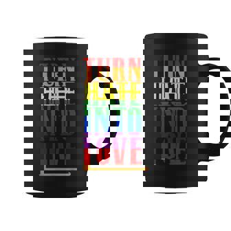 Turn Hate Into Love Lgbt Flag Pride Month Transgender Coffee Mug - Thegiftio