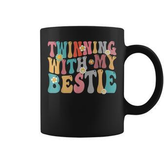 Twinning With My Bestie Spirit Week Twin Day Groovy Coffee Mug - Seseable