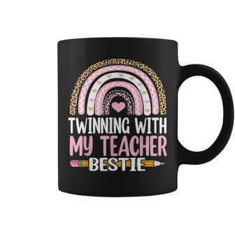 Twinning With My Teacher Bestie Rainbow Matching Teachers Coffee Mug | Mazezy UK