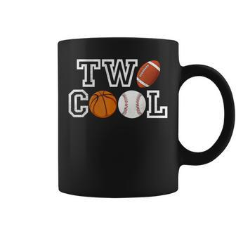 Two Cool For Toddler Birthday Boy Football Basketball Coffee Mug - Monsterry