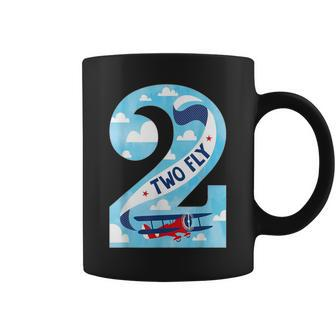 Two Fly 2 Years Old Birthday 2Nd Bday Birthday Boy Airplane Coffee Mug - Seseable