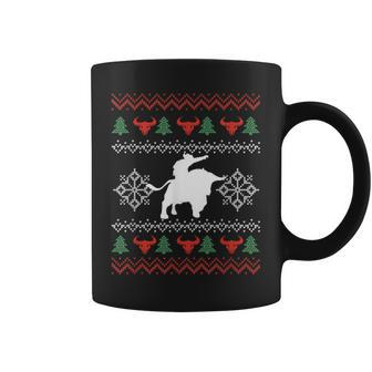 Ugly Christmas Bull Riding Cowboy Country Bull Rider Coffee Mug - Monsterry UK