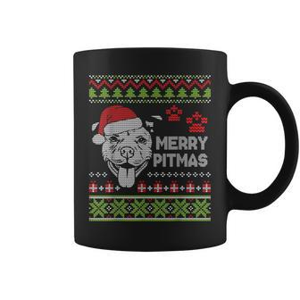 Ugly Sweater Presents Dog Paws Merry Christmas Pitmas Day Me Coffee Mug - Monsterry CA
