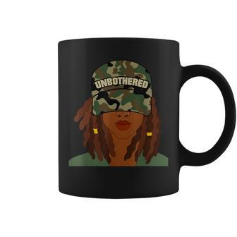 Unbothered Black Woman With Locs Camo Coffee Mug | Mazezy