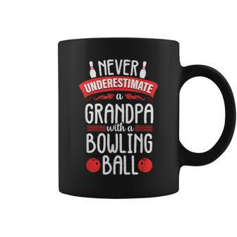 Never Underestimate Bowling Grandpa Bowler Team For Men Coffee Mug | Mazezy DE