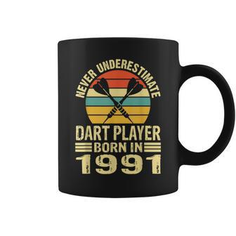 Never Underestimate Dart Player Born In 1991 Dart Darts Coffee Mug - Thegiftio UK