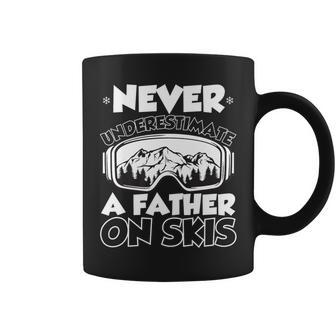 Never Underestimate A Father On Skis Winter Coffee Mug - Seseable