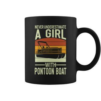 Never Underestimate A Girl With A Pontoon Boat Captain Coffee Mug - Seseable