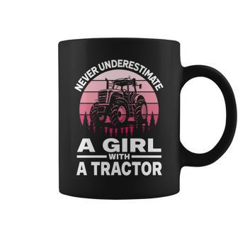 Never Underestimate A Girl With A Tractor Farmer Coffee Mug - Seseable