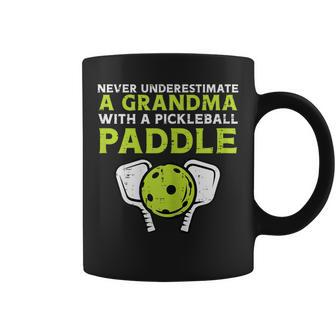 Never Underestimate Grandma With Pickleball Paddle Women Coffee Mug - Seseable