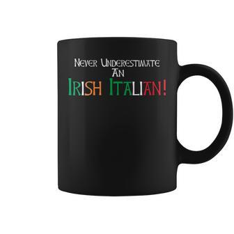 Never Underestimate An Irish Italian Proud Heritage Flag Coffee Mug | Mazezy