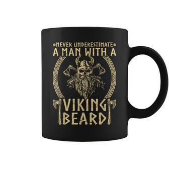 Never Underestimate A Man With A Viking Beard Coffee Mug | Mazezy