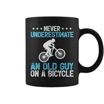Never Underestimate An Old Guy On A Bicycle Cycling Biker Coffee Mug | Mazezy