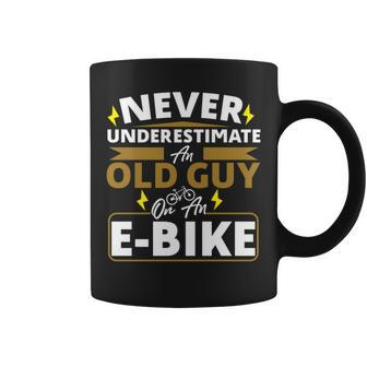 Never Underestimate An Old Guy On A Bicycle E-Bike Meme Coffee Mug - Seseable