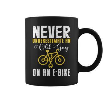 Never Underestimate An Old Guy On A Bicycle E-Bike Quote Coffee Mug - Seseable