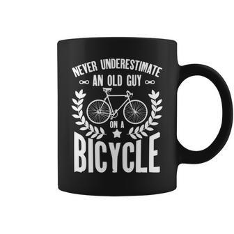 Never Underestimate An Old Guy On A Bicycle Grandpa Coffee Mug - Seseable