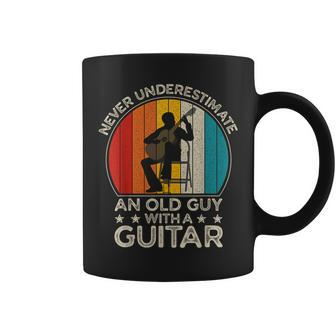 Never Underestimate An Old Guy With A Guitar Retro Vintage Coffee Mug - Monsterry