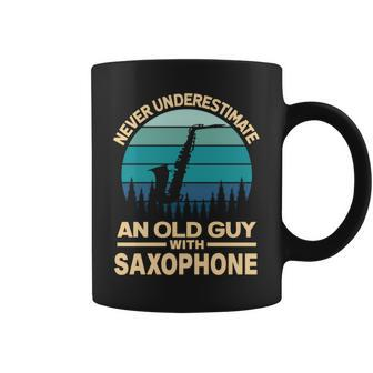 Never Underestimate An Old Guy With Saxophone Musician Coffee Mug - Seseable