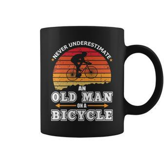 Never Underestimate An Old Man On A Bicycle Retired Cyclist Coffee Mug | Mazezy