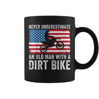 Never Underestimate An Old Man With A Dirt Bike Grandpa Dad Coffee Mug | Mazezy