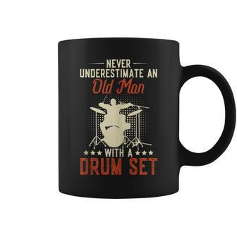 Never Underestimate An Old Man With A Drum Set Retro Vintage Coffee Mug - Monsterry AU