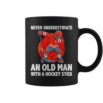 Never Underestimate An Old Man With A Hockey Stick Coffee Mug - Monsterry