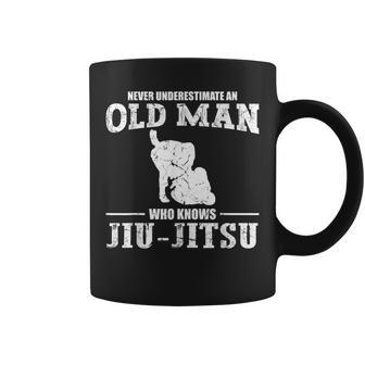 Never Underestimate An Old Man Jiu Jitsu Sports Men Coffee Mug - Seseable