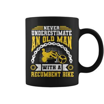 Never Underestimate And Old Man With A Recumbent Bike Biker Coffee Mug | Mazezy