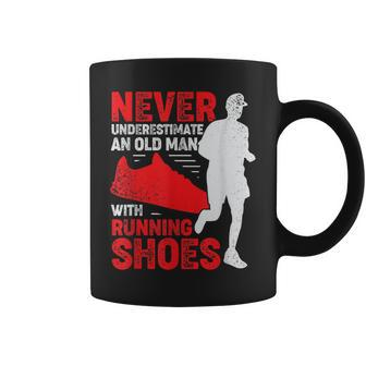 Never Underestimate An Old Man With Running Shoes Coffee Mug | Mazezy