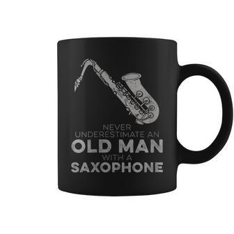 Never Underestimate An Old Man With A Saxophone Humor Coffee Mug - Monsterry