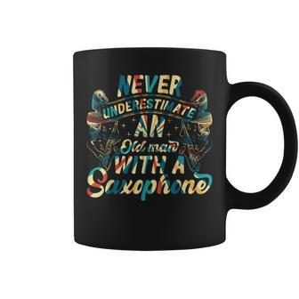 Never Underestimate An Old Man With A Saxophone Sax Player Coffee Mug | Mazezy