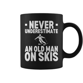 Never Underestimate An Old Man On Skis Winter Coffee Mug - Seseable