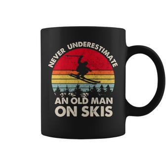 Never Underestimate An Old Man On Skis Retro Skier Coffee Mug - Seseable