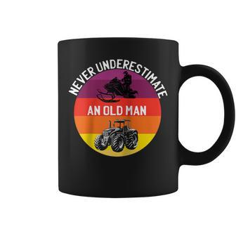 Never Underestimate An Old Man With A Snowmobile Tractor Coffee Mug - Thegiftio UK