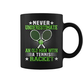Never Underestimate An Old Man With A Tennis Racquet Retro Coffee Mug - Thegiftio UK