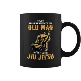 Never Underestimate An Old Man Training Brazilian Jiu Jitsu Coffee Mug - Monsterry