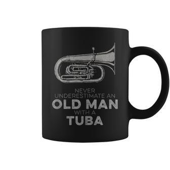 Never Underestimate An Old Man With A Tuba Vintage Novelty Coffee Mug - Monsterry