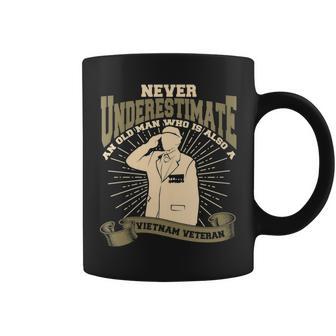 Never Underestimate An Old Man Us Flag Veteran Soldier Coffee Mug - Thegiftio UK