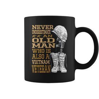 Never Underestimate An Old Man Vietnam Veteran Patriotic Dad Coffee Mug | Mazezy