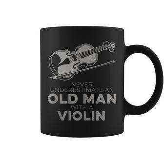 Never Underestimate An Old Man With A Violin Vintage Novelty Coffee Mug - Monsterry