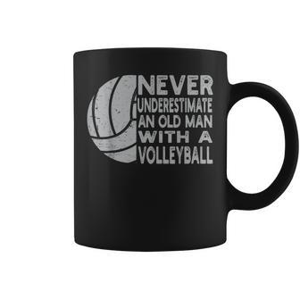 Never Underestimate An Old Man With Volleyball Coach Grandpa Coffee Mug | Mazezy