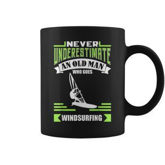 Never Underestimate An Old Man Windsurfing Coffee Mug | Mazezy