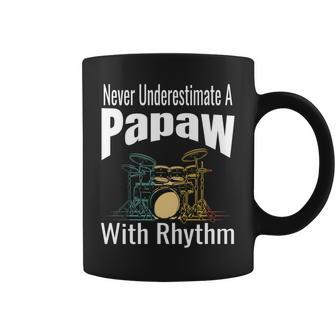 Never Underestimate A Papaw With Rhythm Drum Set Retro Coffee Mug | Mazezy