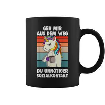 Unicorn Geh Mir Aus Dem Weg Du Unnötiger Sozialkontakt German S Tassen - Seseable