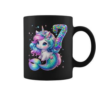 Unicorn Mermaid 7Th Birthday 7 Year Old Party Girls Outfit Coffee Mug | Mazezy DE