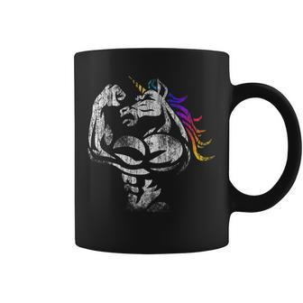 Unicorn With Muscle Birthday Fathers Day Gym Coffee Mug - Monsterry